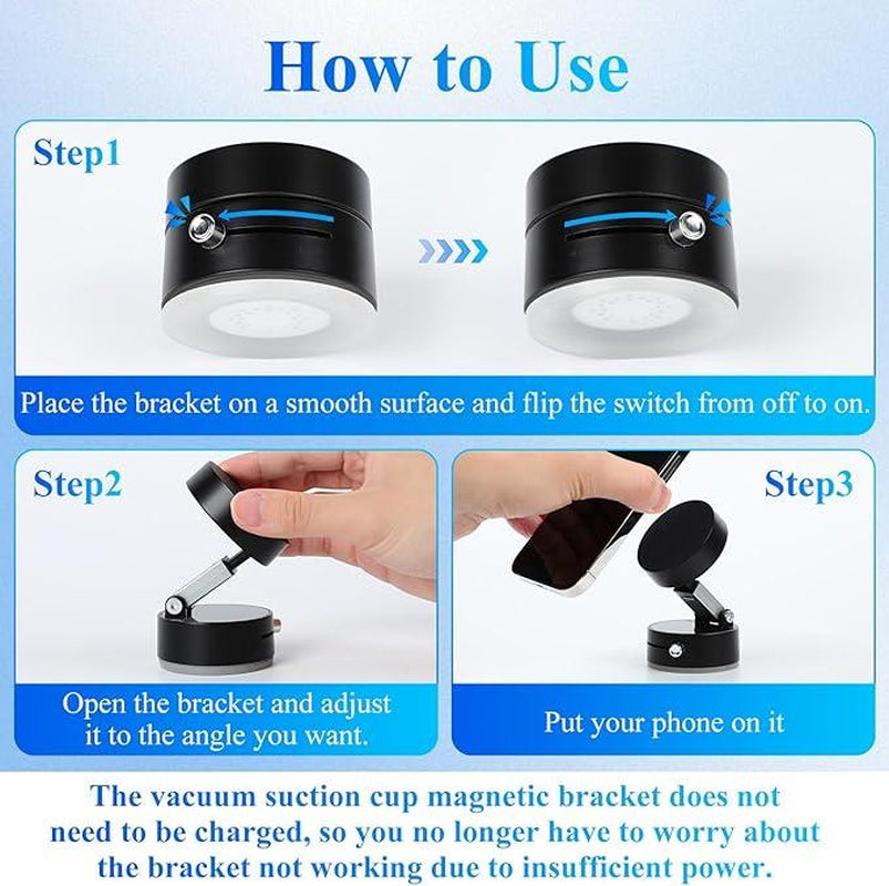 Vacuum Magnetic Suction Phone Holder, Upgraded, Adjustable Suction Cup Car Phone Mount,Hands-Free Cell Phone Holder for Car/Gym/Mirror/Smooth Surface,Compatible with Iphone 16/15/14/13/12 Series
