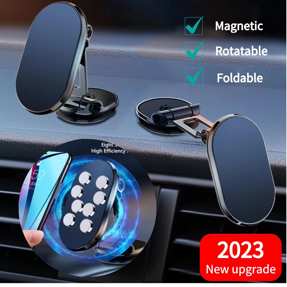 Magnetic Car Phone Holder 360 Rotate Foldable Magnet Mobile Phone Stand Cell GPS Support for Iphone 14 13 Xiaomi Mi Samsung LG