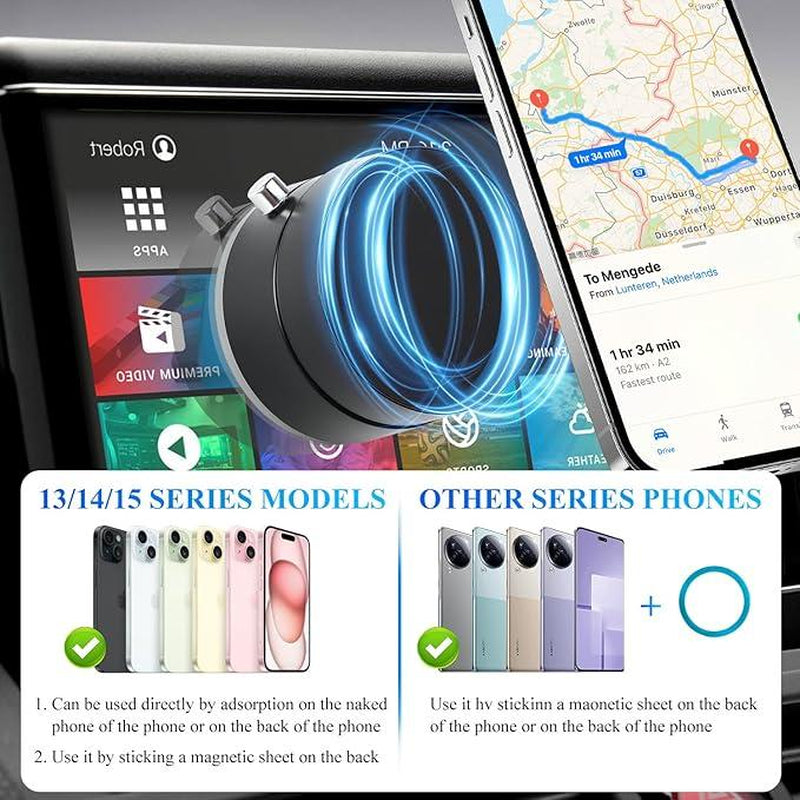 Vacuum Magnetic Suction Phone Holder, Upgraded, Adjustable Suction Cup Car Phone Mount,Hands-Free Cell Phone Holder for Car/Gym/Mirror/Smooth Surface,Compatible with Iphone 16/15/14/13/12 Series